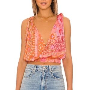 Free People Tied To You Tank Top Lemonade Combo Pink Orange